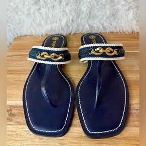 Tory Burch Jessa Thong Sandals Navy/Green